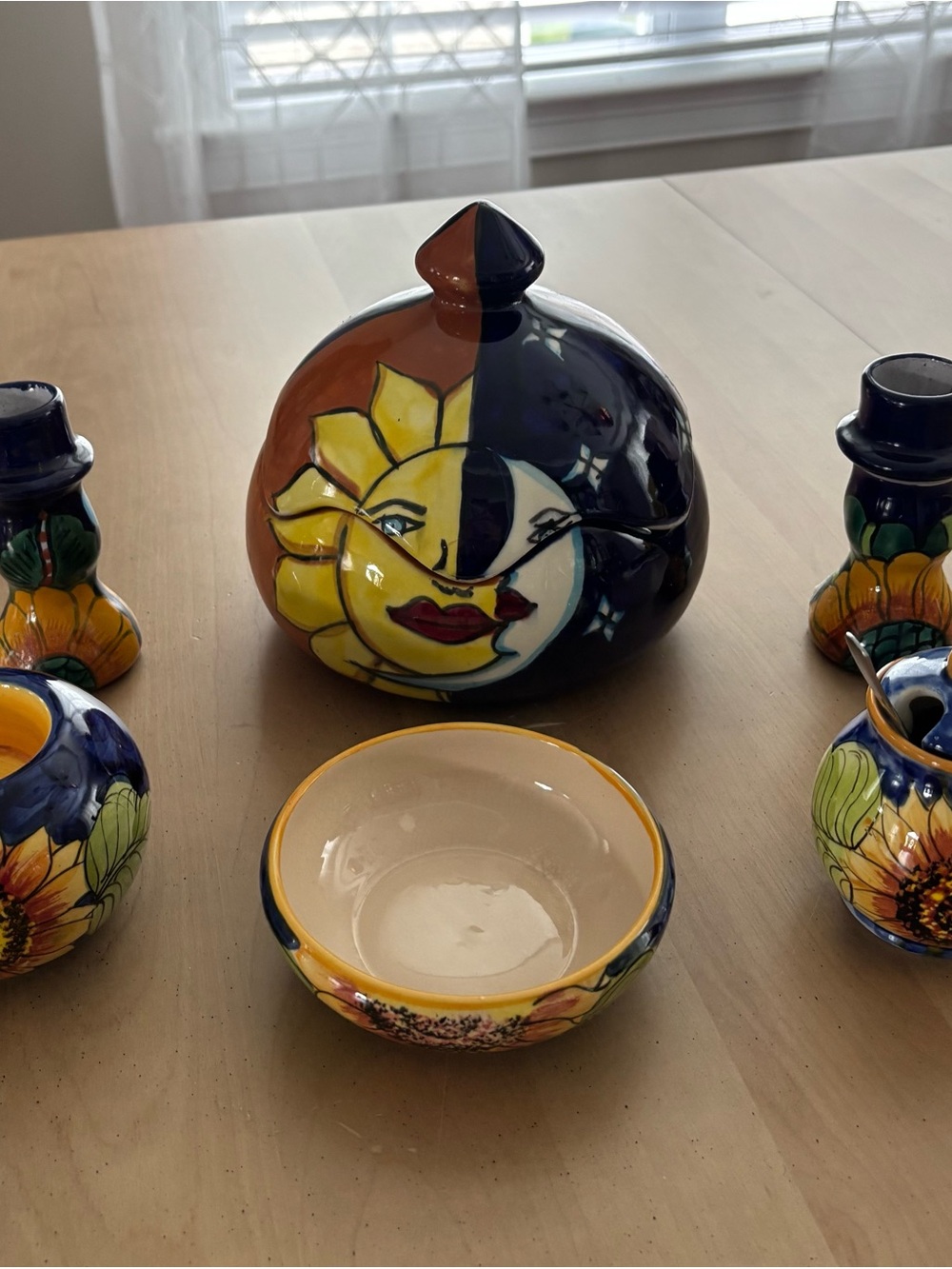 Collection Of Mexican Themed Sunflower Ceramic Pieces. See Photos For Details.